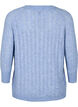 Loose knit blouse with 3/4 sleeves and openwork pattern, Blue, Packshot image number 1