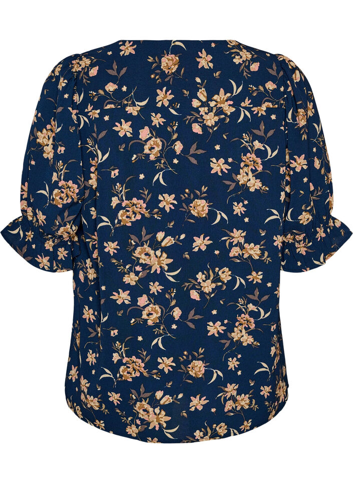 Shirt blouse with 1/2 sleeves, Blue, Packshot image number 1