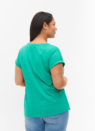 Short sleeved cotton blend t-shirt, Emerald Green, Model image number 1