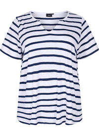 Striped cotton t-shirt with v-neck