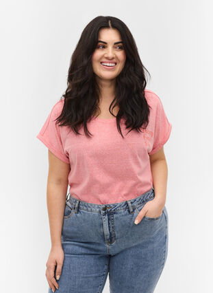 Mottled t-shirt in cotton, Blush Mel, Model image number 0