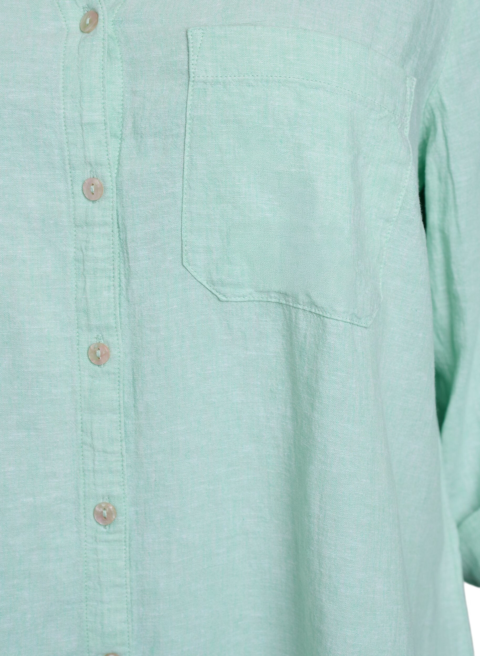 ZizzifashionShirt in linen and viscose with 3/4 sleeves, Green, Packshot image number 2