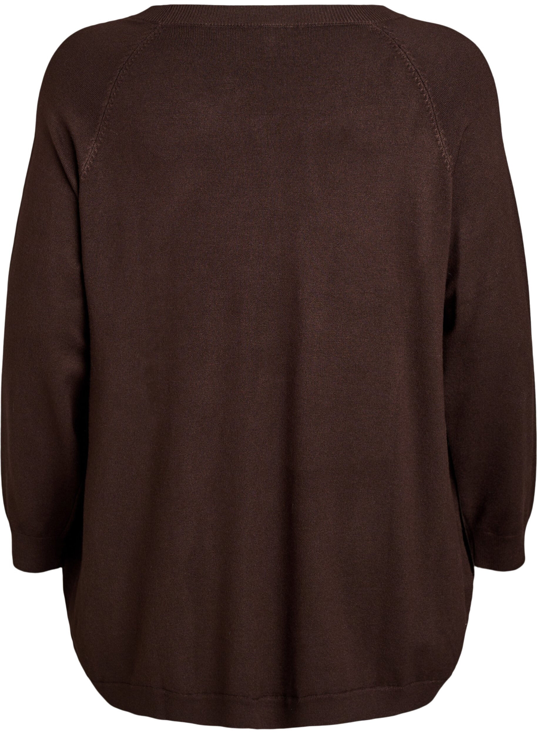 Zizzifashion Knitted blouse with side buttons, Brown, Packshot image number 1