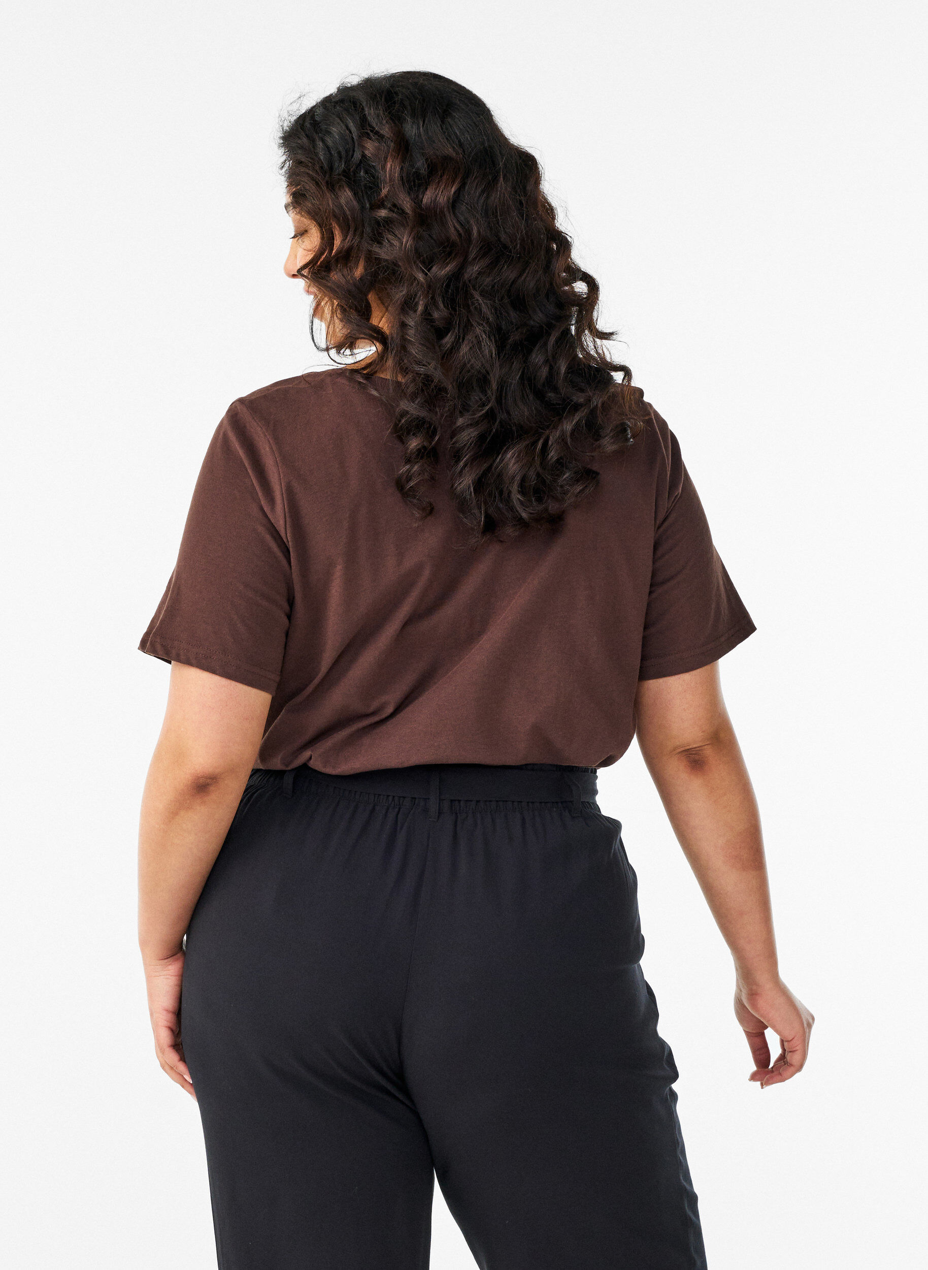 ZizzifashionV-neck T-shirt, Brown, Model image number 2