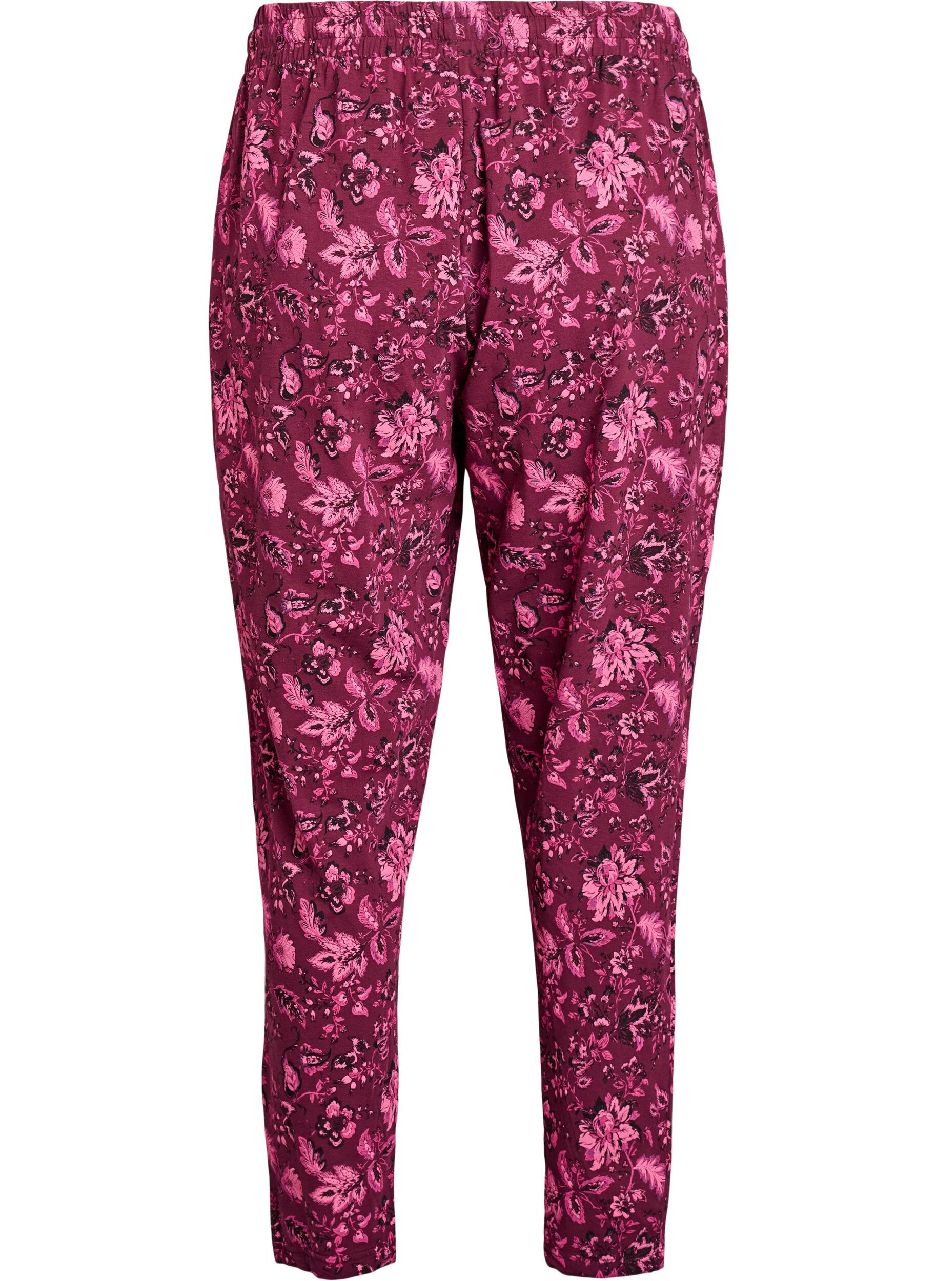 Zizzifashion Cotton pyjamas pants with print, Dark Bordeaux, Packshot image number 1