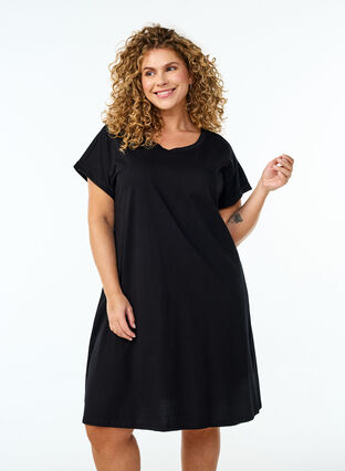 short sleeve shirt dress black Short Sleeve Shirtdress - Black Tencel