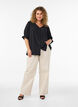 Shirt blouse with 1/2 sleeves, Black, Model image number 1