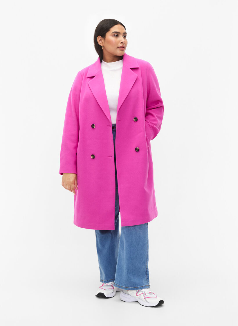 button double-breasted - Zizzifashion - with 42-60 closure Pink - Sz. Coat