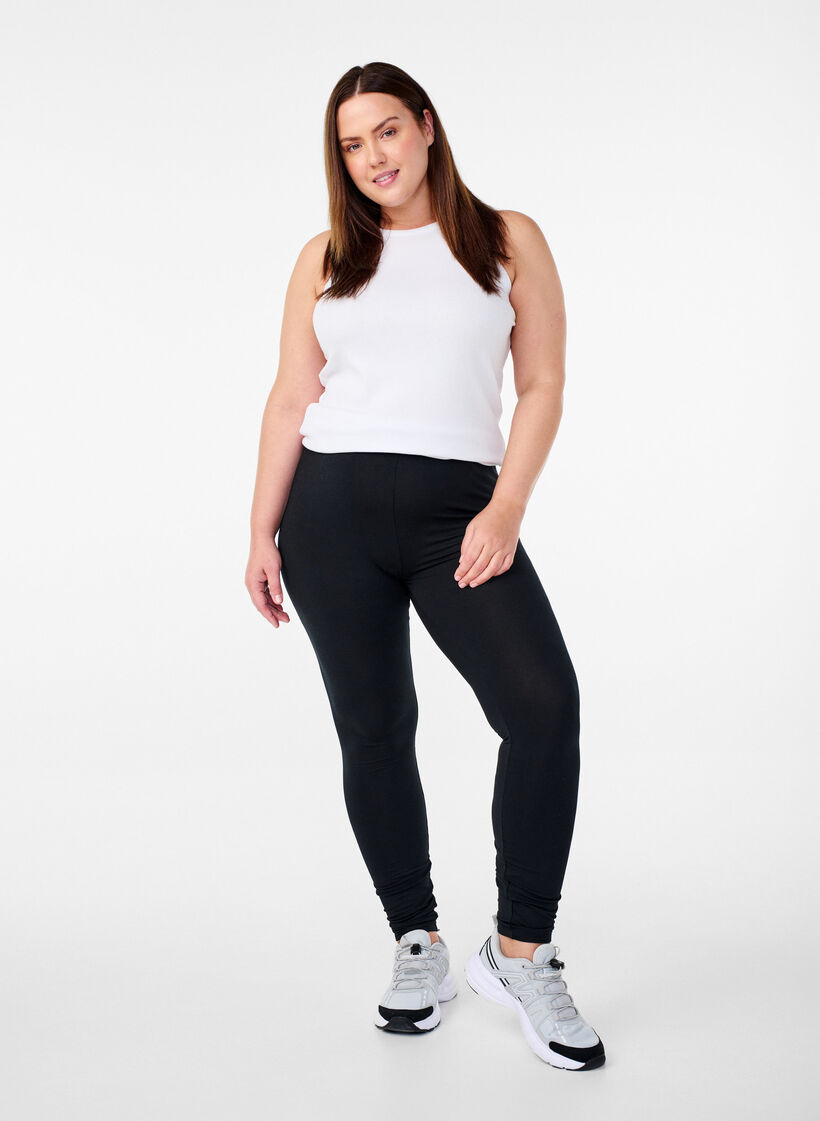 Basic leggings in viscose, Black, Model image number 1