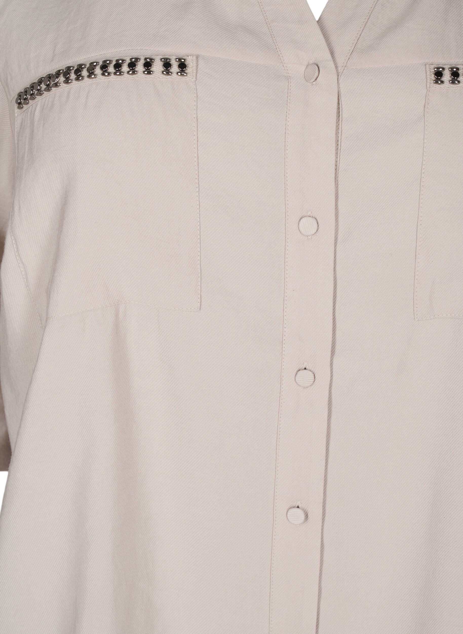 Zizzifashion Shirt with studs and 3/4 sleeves, Beige, Packshot image number 2