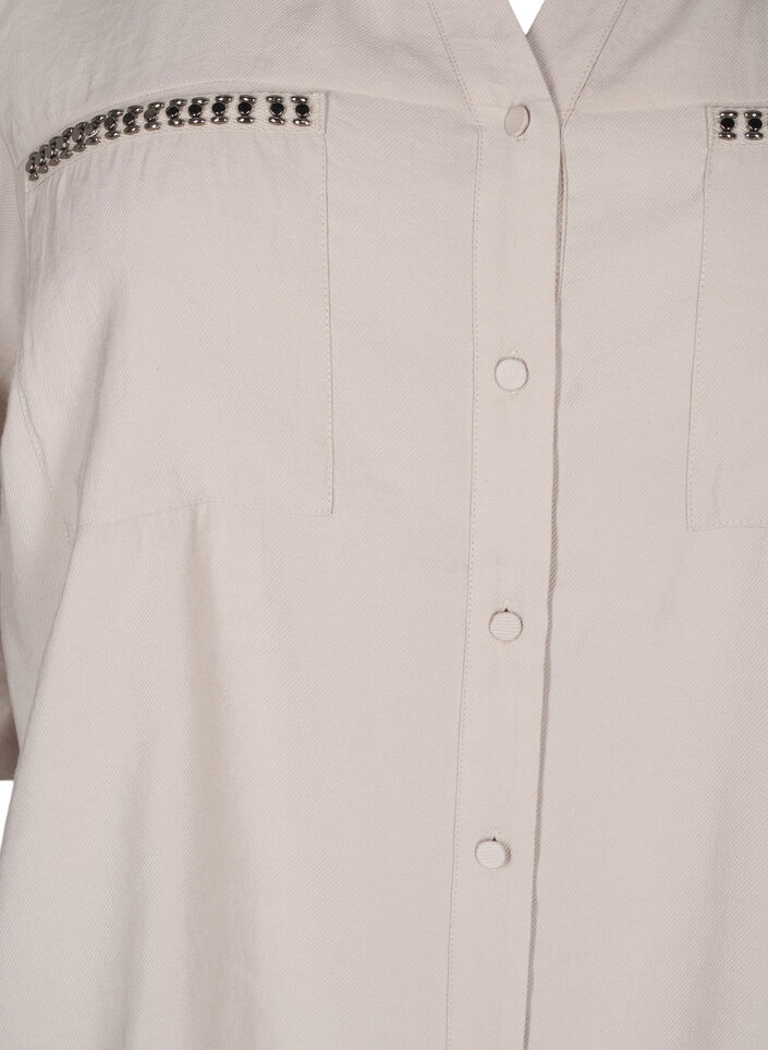 Shirt with studs and 3/4 sleeves, Beige, Packshot image number 2