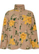 Floral fleece jacket with a high neck and zip, Beige, Packshot image number 0