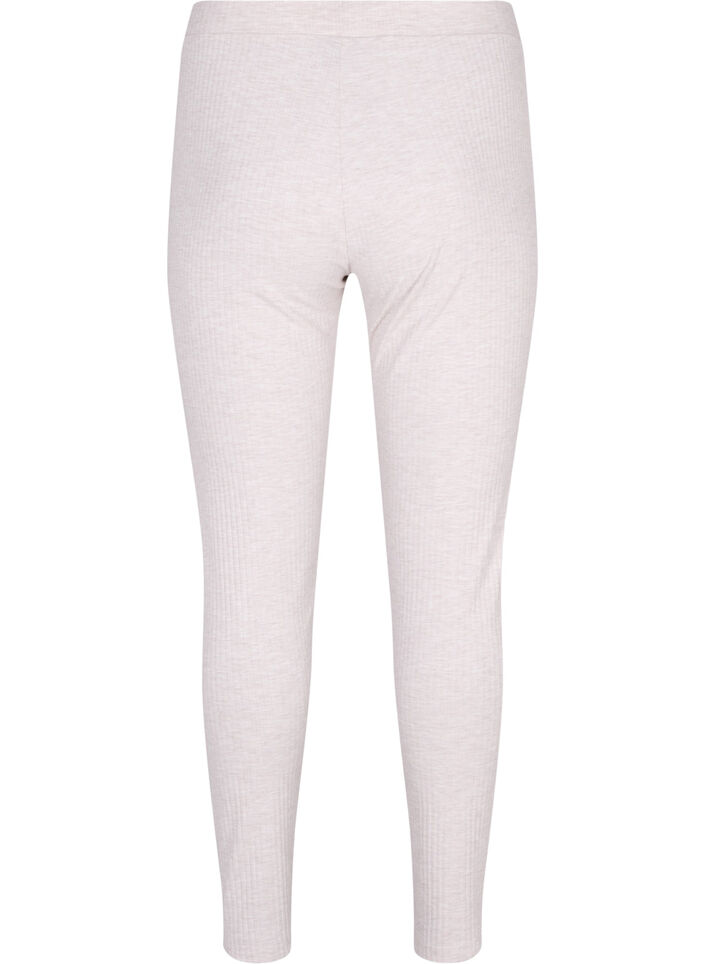 Tight-fitting trousers in rib, Natural Mélange, Packshot image number 1