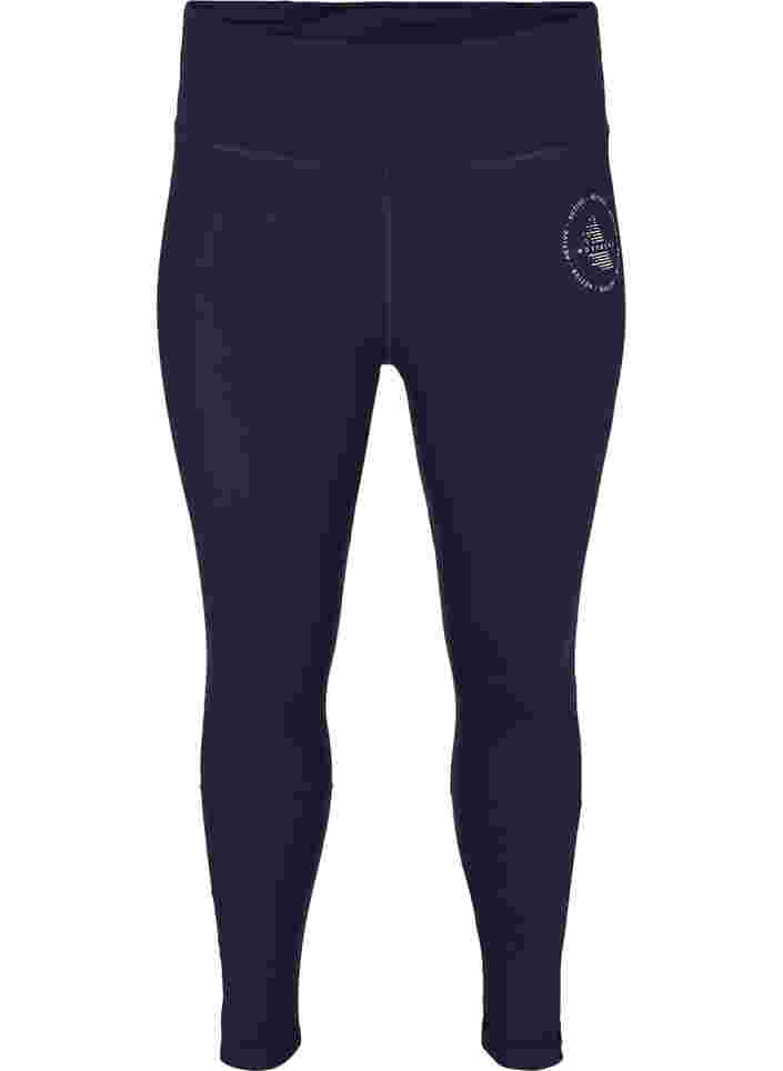 Solid-coloured gym leggings, Night Sky, Packshot image number 0