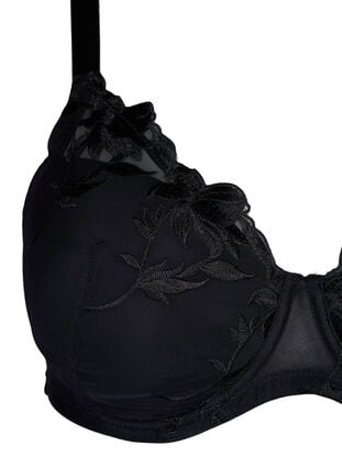 Padded underwire bra with embroidery, Black, Packshot image number 2
