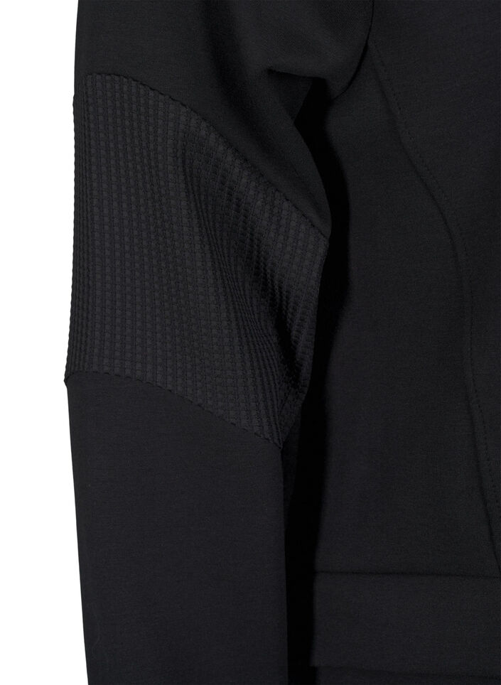 Hooded sweat cardigan with pockets, Black, Packshot image number 3