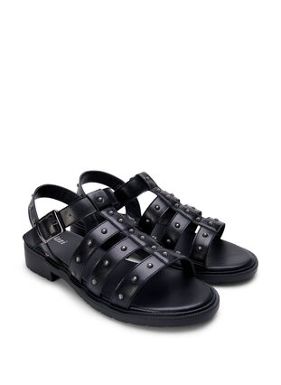 Wide fit studded sandal, Black, Packshot image number 1