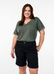 Fitted denim shorts with a high waist, Black, Model image number 0