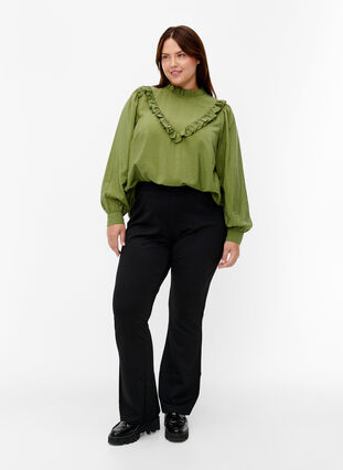 Bootcut trousers in viscose mix, Black, Model image number 0