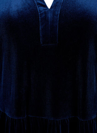 Velour dress with ruffle collar and 3/4 sleeves, Navy Blazer, Packshot image number 2