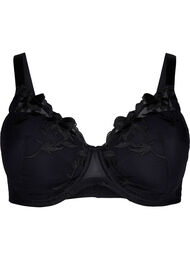 Padded underwire bra with embroidery, Black, Packshot