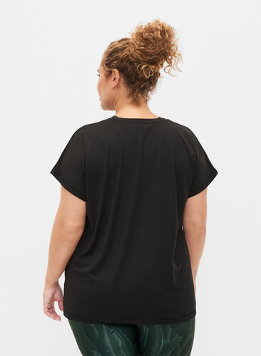 Short sleeved workout t-shirt, Black, Model image number 1