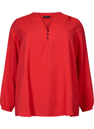 Long-sleeved top in viscose blend, Fiery Red, Packshot image number 0