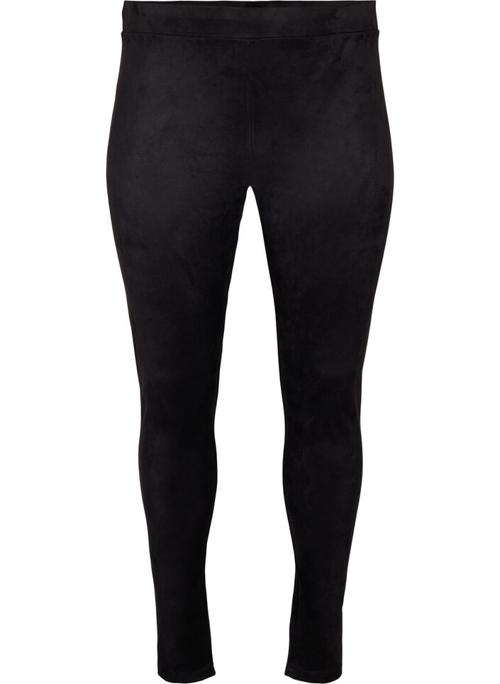 Leggings in imitation suede, Black, Packshot image number 0