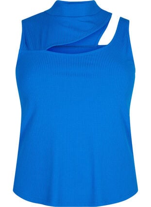 Ribbed top with cut-out section, Princess Blue, Packshot image number 0