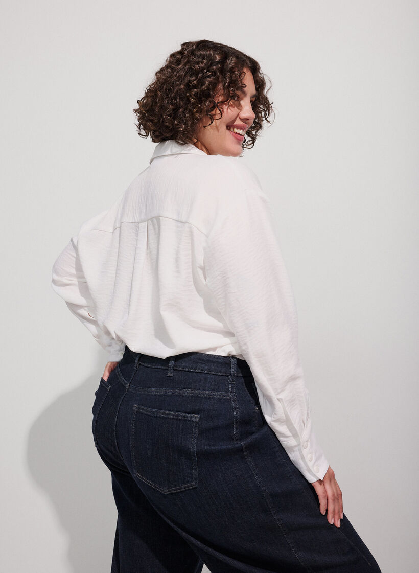 Loose shirt with V-neck, White, Model image number 2