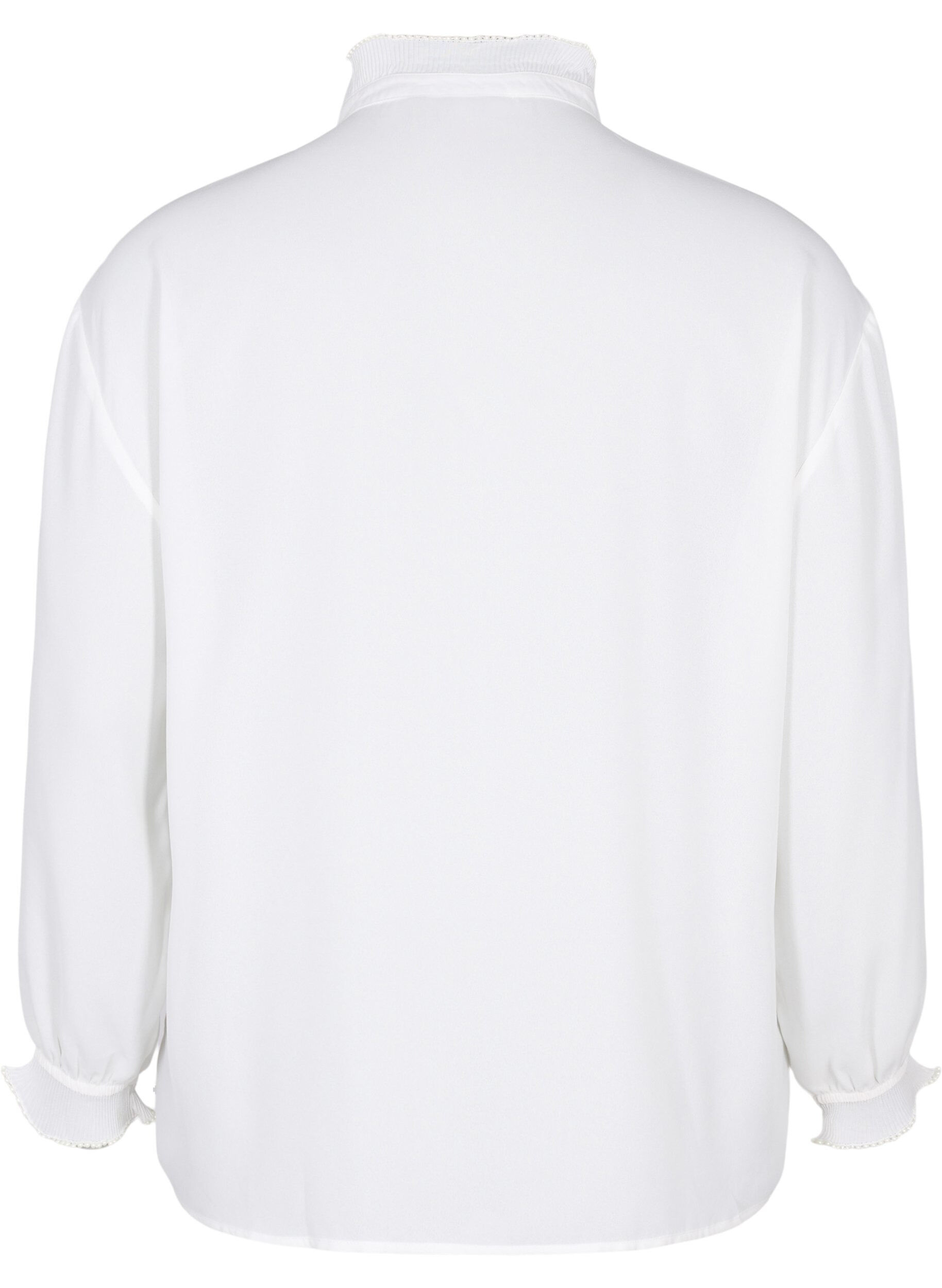 Zizzifashion Shirt blouse with ruffle details, Bright White, Packshot image number 1