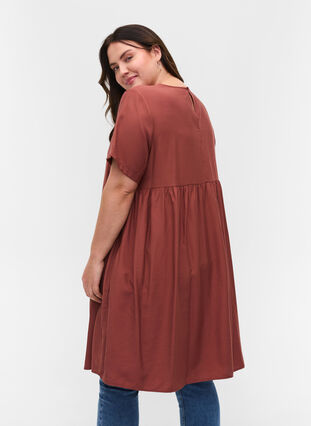 Short-sleeved A-line tunic, Mahogany, Model image number 1