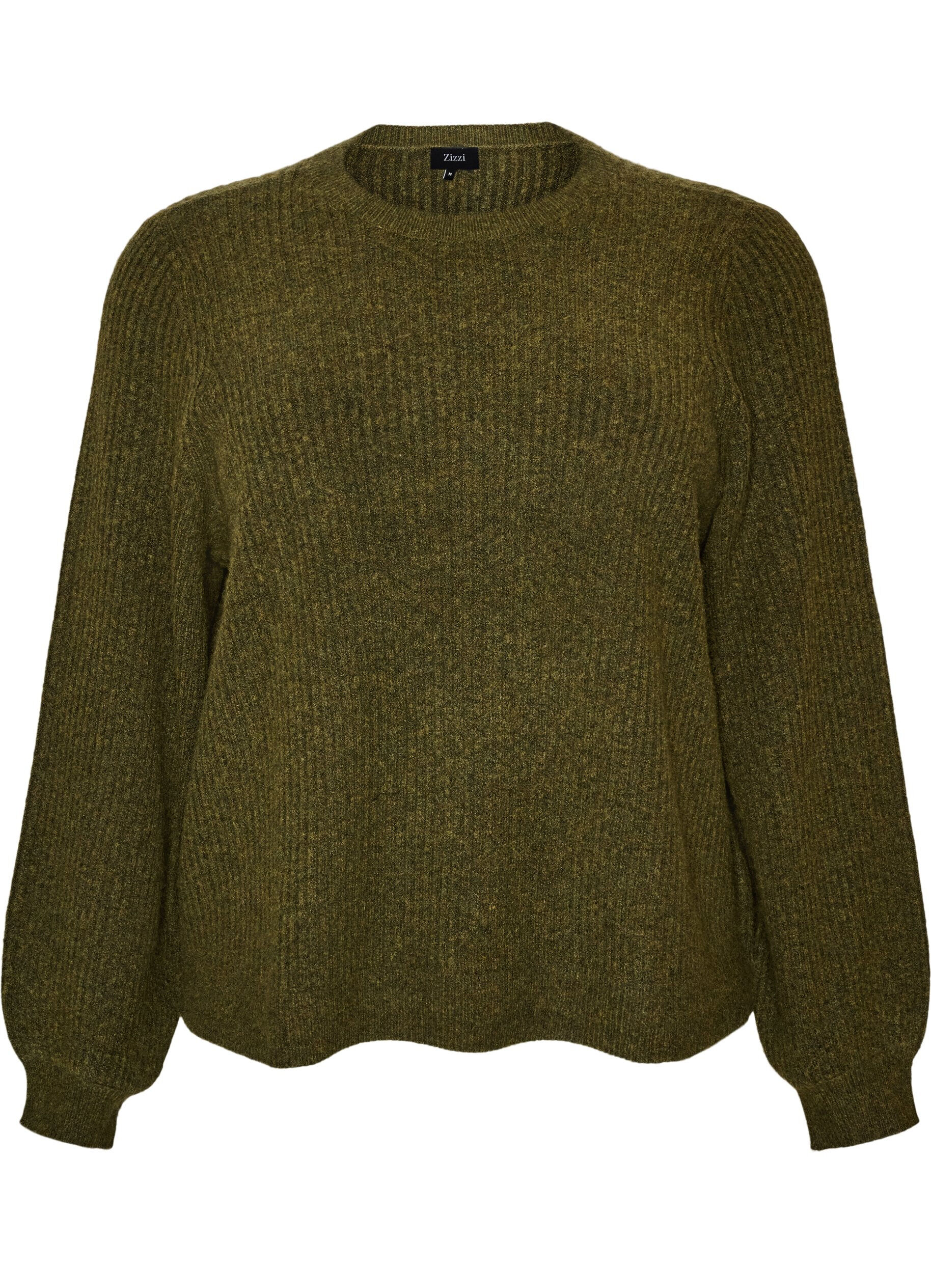 Ribbed jumper with balloon sleeves