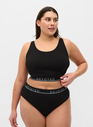 Cotton knickers with a regular waist, Black, Model image number 0