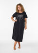 Midi nightgown in organic cotton, Black, Model image number 0