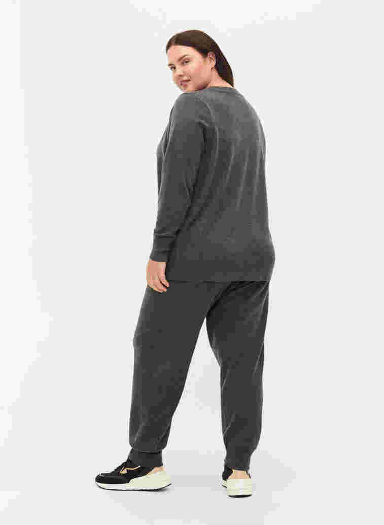 Melange knit trousers in viscose blend, Dark Grey Melange, Model image number 1
