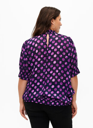 Short-sleeved smock blouse with print, Medieval Bl. Dot AOP, Model image number 1