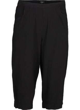 Loose culotte trousers in cotton, Black, Packshot image number 0