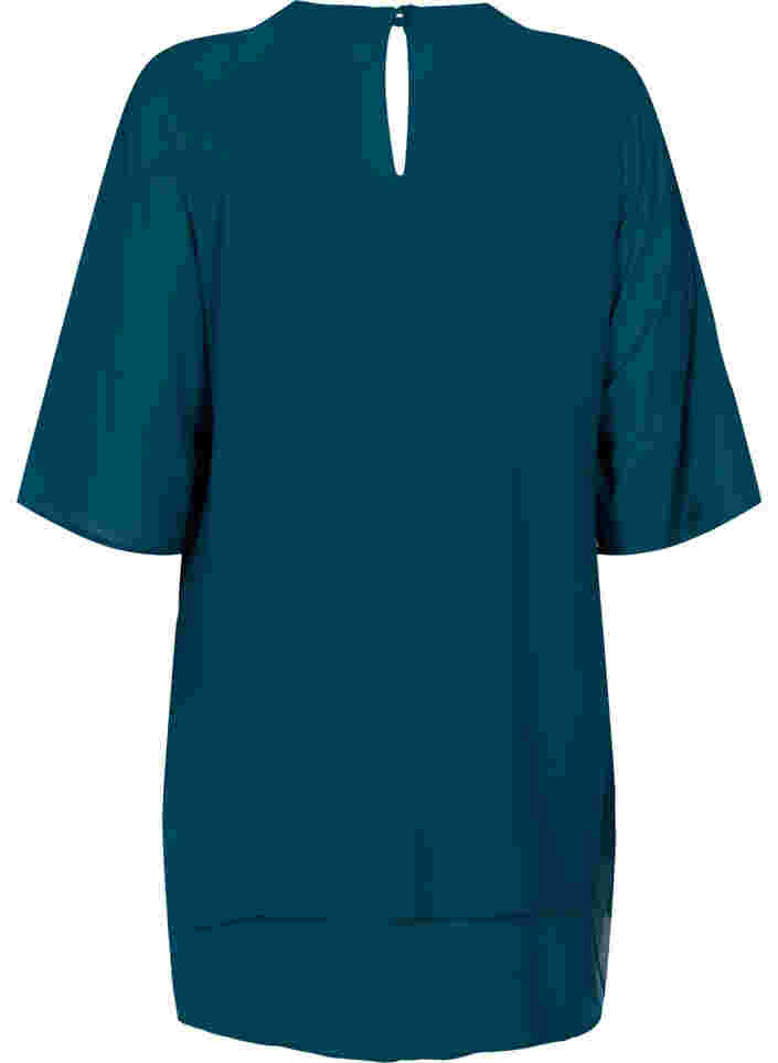 Chiffon blouse with 3/4 sleeves, Deep Teal, Packshot image number 1