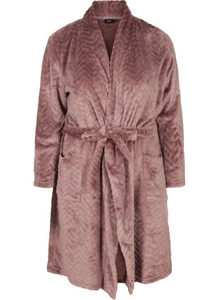 Short patterned dressing gown with pockets, Rose Taupe, Packshot image number 0