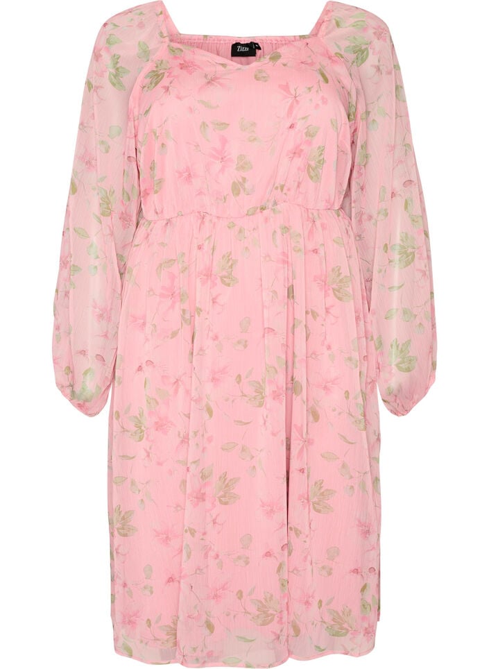 Chiffon party dress with long sleeves, Rose, Packshot image number 0