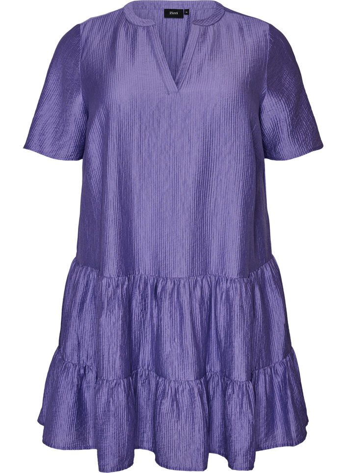 Textured A-line dress, Purple, Packshot image number 0