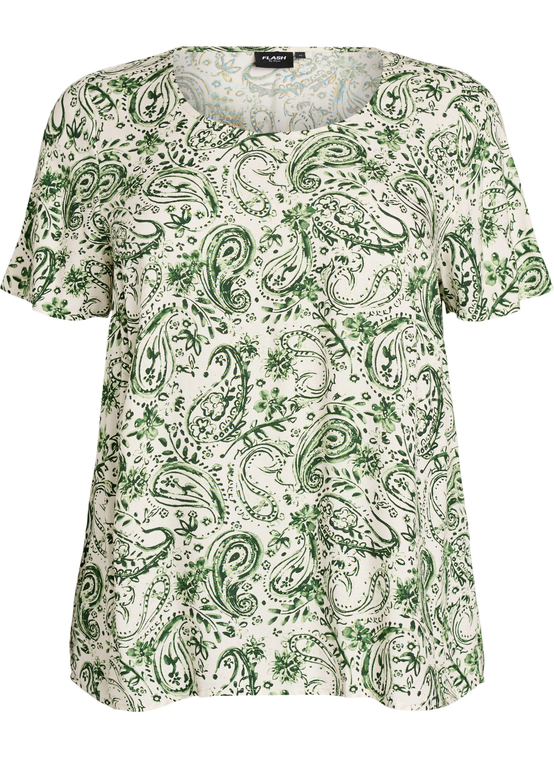 Short sleeve viscose blouse with print