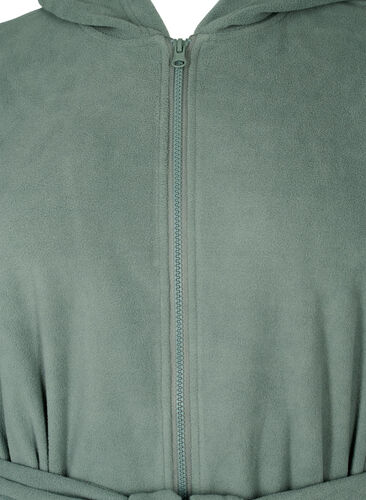Bathrobe with zipper and hood, Balsam Green, Packshot image number 2