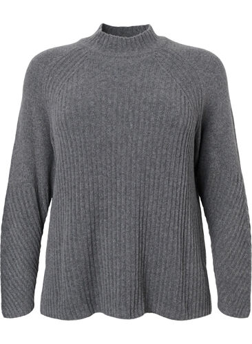 Turtleneck sweater with ribbed texture, Dark Grey Melange, Packshot image number 0