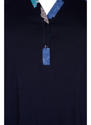 Short sleeve cotton nightdress with print details, Blue Flower, Packshot image number 2