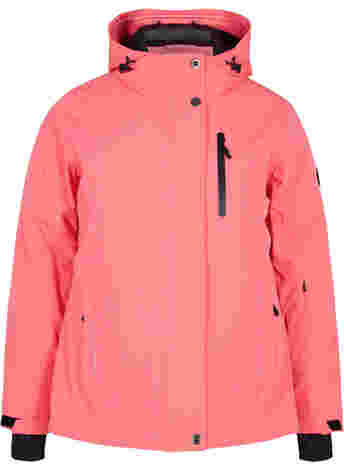 Ski jacket with adjustable hem and hood