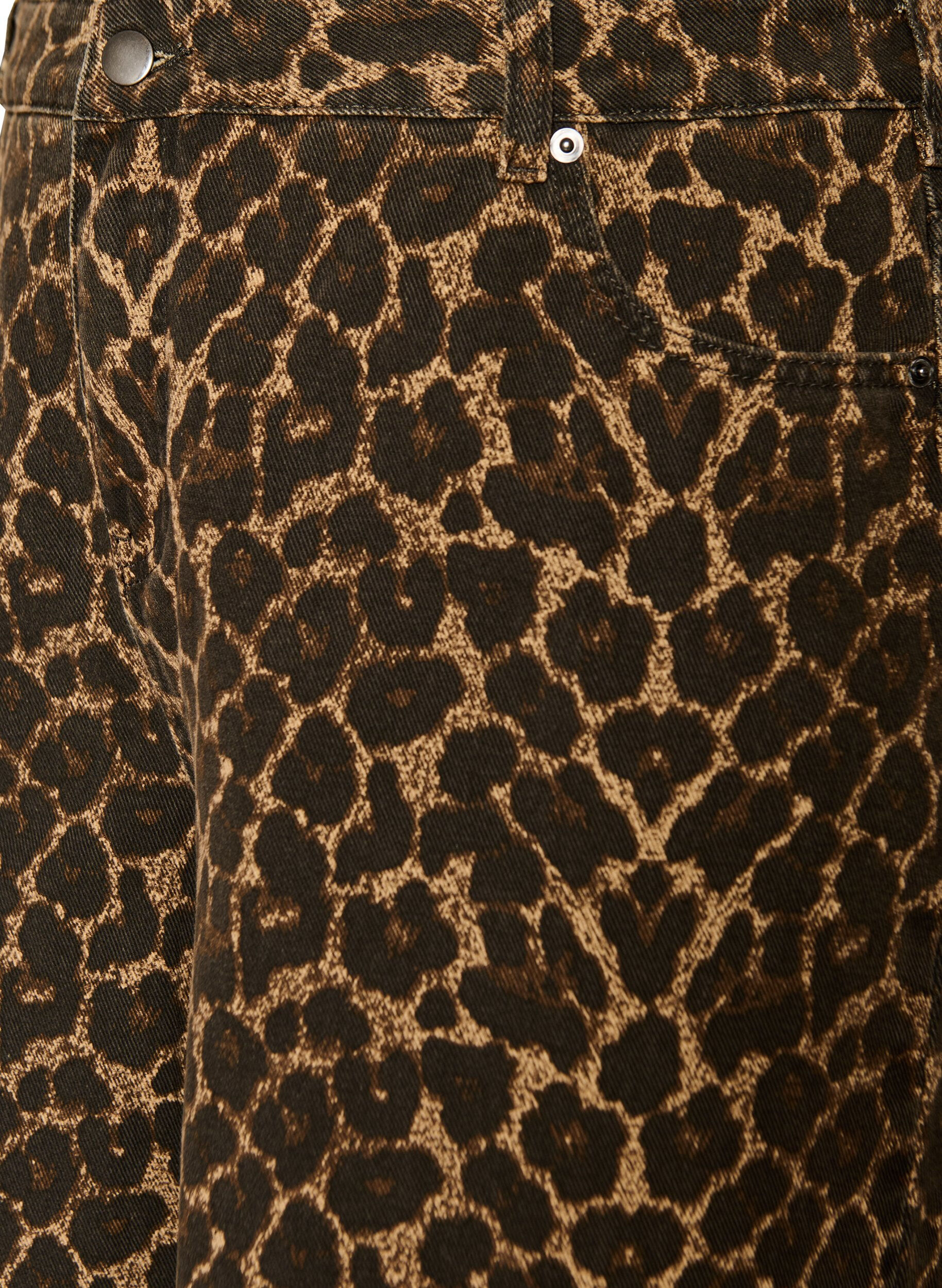 ZizzifashionLeopard print denim Bermuda shorts, Brown, Packshot image number 2
