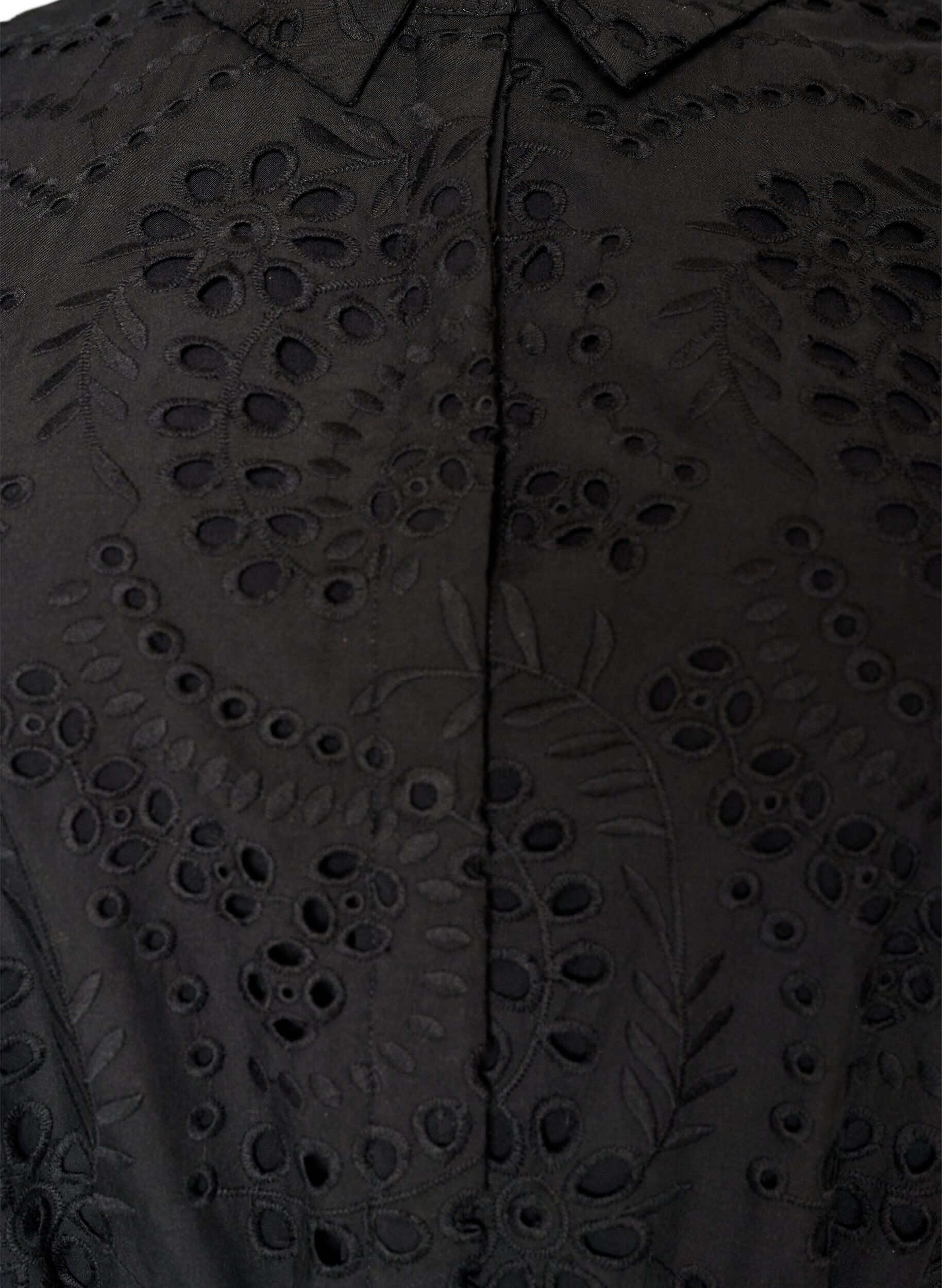 ZizzifashionShirt dress in broderie anglaise with a tie-belt, Black, Packshot image number 2