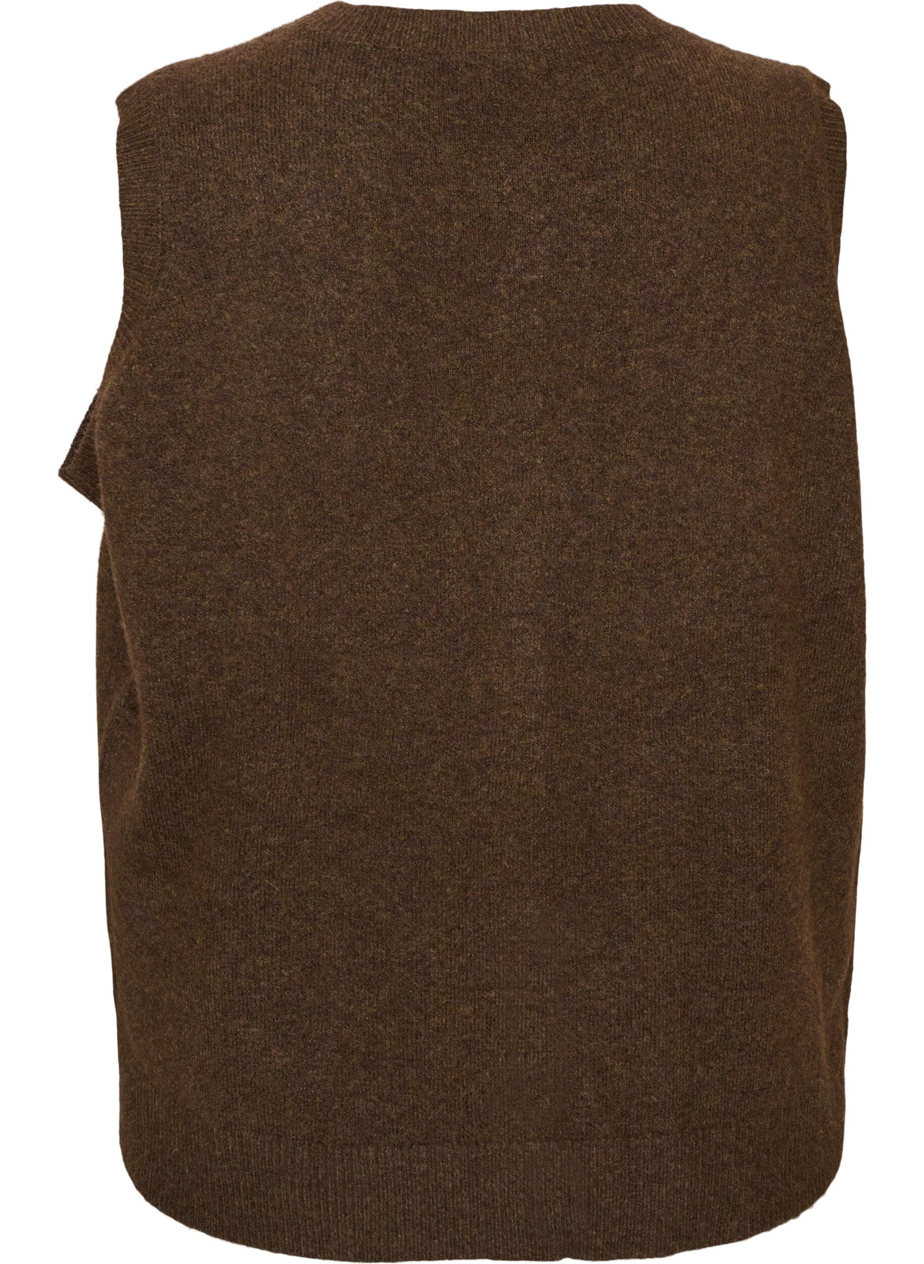 ZizzifashionKnitted vest with decorative buttons, Brown, Packshot image number 1
